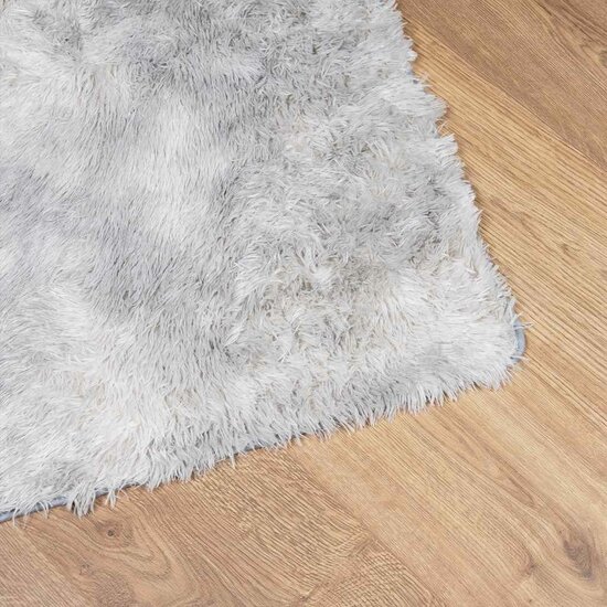 Hoogpolig vloerkleed NAVARRA 120x120 cm polyester lichtgrijs