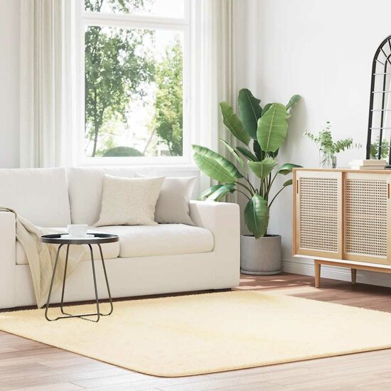 Hoogpolig vloerkleed NAVARRA 200x200 cm polyester cr&egrave;mekleurig