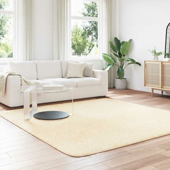 Hoogpolig vloerkleed NAVARRA 240x240 cm polyester cr&egrave;mekleurig