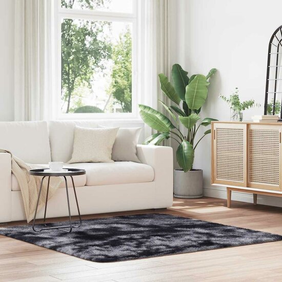 Hoogpolig vloerkleed NAVARRA 160x160 cm polyester donkergrijs