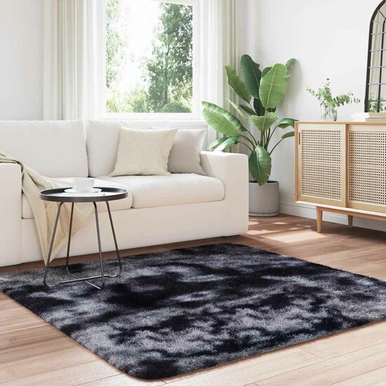 Hoogpolig vloerkleed NAVARRA 160x160 cm polyester donkergrijs
