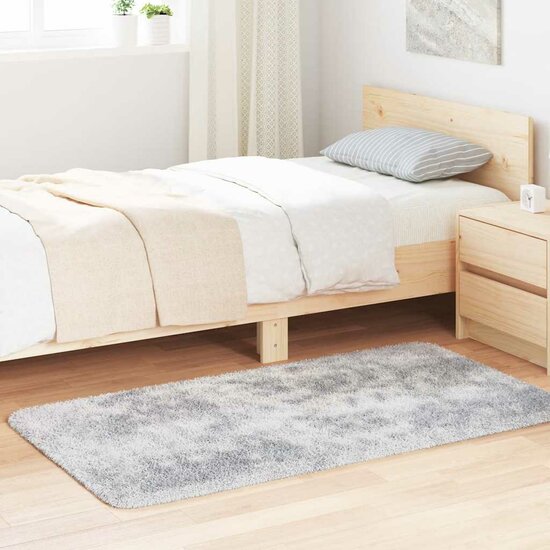 Hoogpolig vloerkleed NAVARRA 80x150 cm polyester lichtgrijs