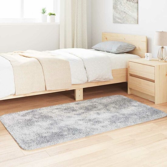 Hoogpolig vloerkleed NAVARRA 80x150 cm polyester lichtgrijs
