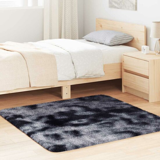 Hoogpolig vloerkleed NAVARRA 120x120 cm polyester donkergrijs