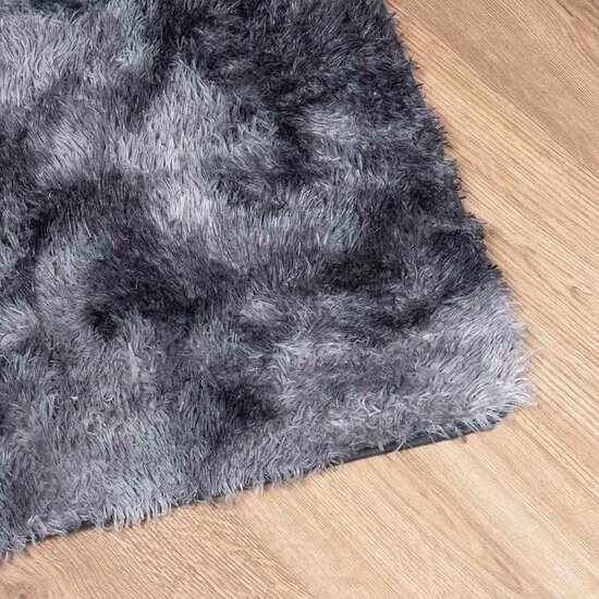 Hoogpolig vloerkleed NAVARRA 120x120 cm polyester donkergrijs