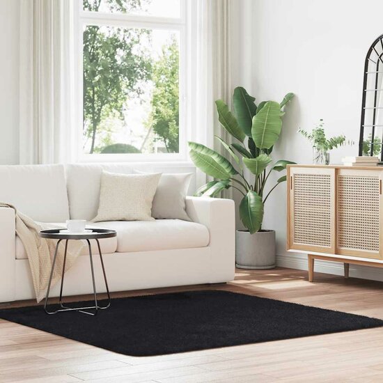 Hoogpolig vloerkleed NAVARRA 160x160 cm polyester zwart