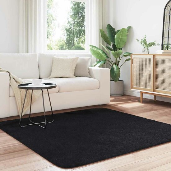 Hoogpolig vloerkleed NAVARRA 160x160 cm polyester zwart