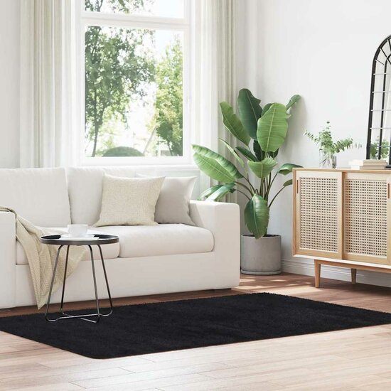 Hoogpolig vloerkleed NAVARRA 130x200 cm polyester zwart