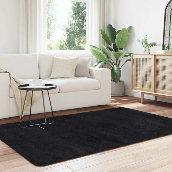 Hoogpolig vloerkleed NAVARRA 130x200 cm polyester zwart