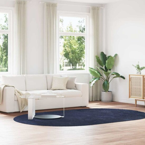 Hoogpolig Vloerkleed Navarra Polyester Marineblauw 300 x 200 cm ovaal