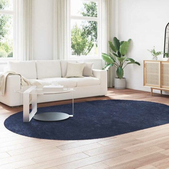 Hoogpolig Vloerkleed Navarra Polyester Marineblauw 300 x 200 cm ovaal