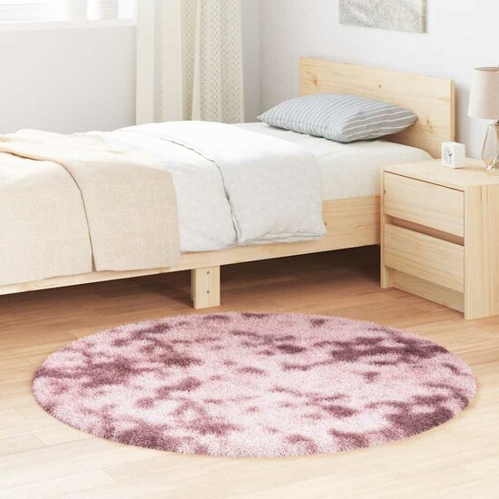 Hoogpolig Vloerkleed Navarra Polyester Stoffig Roze Dusty Pink 120 x 120 cm Rond