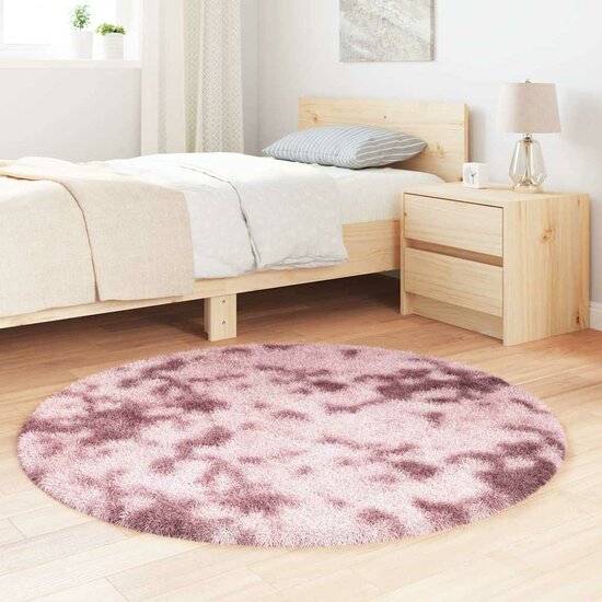 Hoogpolig Vloerkleed Navarra Polyester Stoffig Roze Dusty Pink 120 x 120 cm Rond