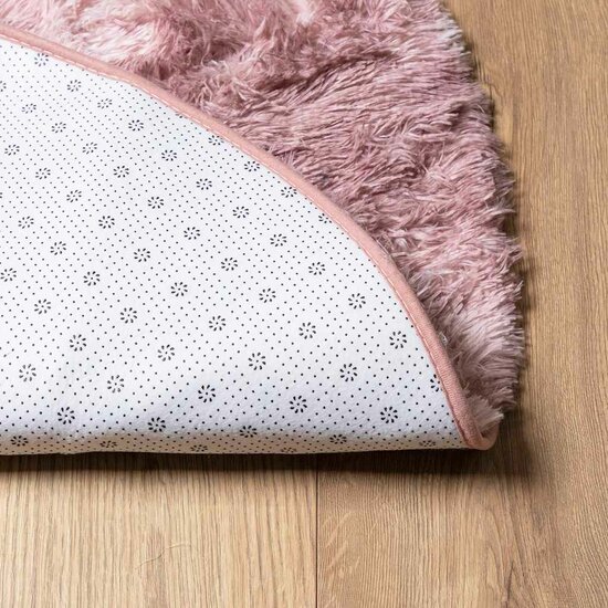 Hoogpolig Vloerkleed Navarra Polyester Stoffig Roze Dusty Pink 120 x 120 cm Rond