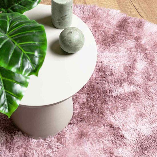 Hoogpolig Vloerkleed Navarra Polyester Stoffig Roze Dusty Pink 120 x 120 cm Rond