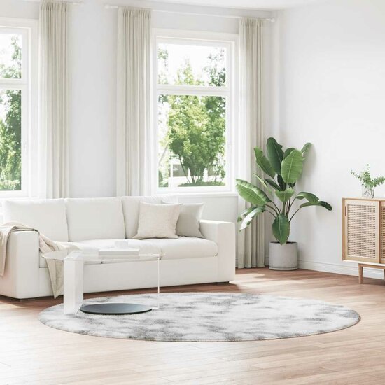 Hoogpolig Vloerkleed Navarra Polyester Lichtgrijs 240 x 240 cm Rond