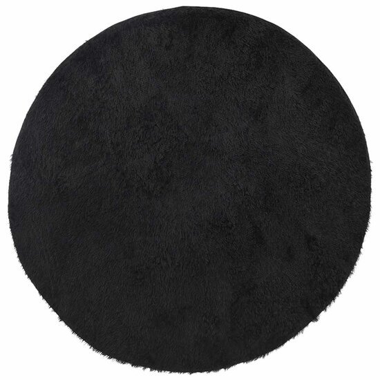 Hoogpolig Vloerkleed Navarra Polyester Zwart 200 x 200 cm Rond