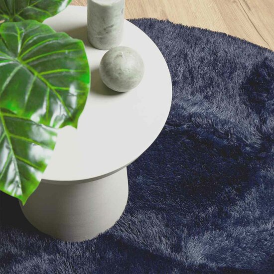Hoogpolig Vloerkleed Navarra Polyester Marineblauw 120 x 120 cm Rond