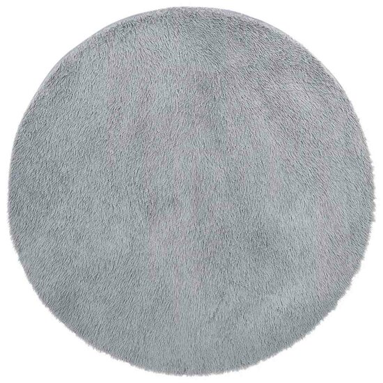 Hoogpolig Vloerkleed Navarra Polyester Zilvergrijs 200 x 200 cm Rond