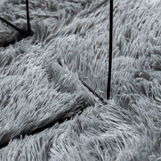 Hoogpolig Vloerkleed Navarra Polyester Zilvergrijs 200 x 200 cm Rond