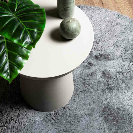 Hoogpolig Vloerkleed Navarra Polyester Zilvergrijs 200 x 200 cm Rond