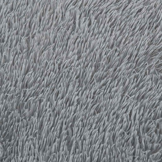 Hoogpolig Vloerkleed Navarra Polyester Zilvergrijs 200 x 200 cm Rond