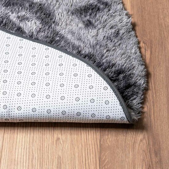 Hoogpolig Vloerkleed Navarra Polyester Donkergrijs 100 x 100 cm Rond