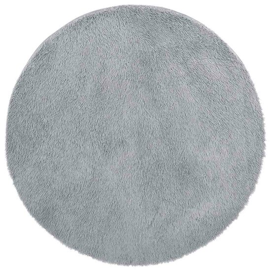 Hoogpolig Vloerkleed Navarra Polyester Zilvergrijs 240 x 240 cm Rond