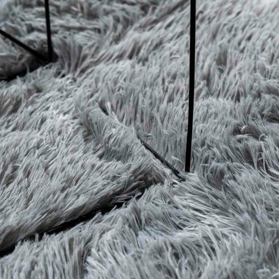 Hoogpolig Vloerkleed Navarra Polyester Zilvergrijs 240 x 240 cm Rond