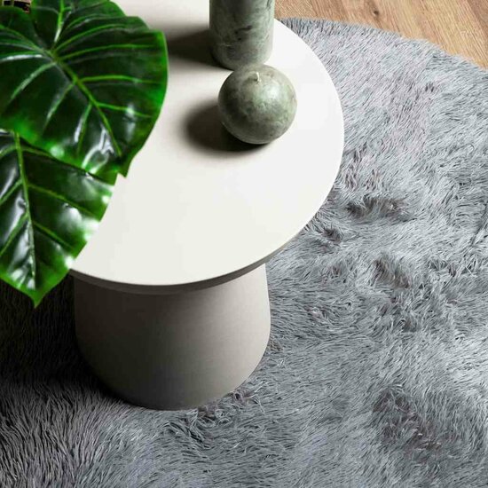 Hoogpolig Vloerkleed Navarra Polyester Zilvergrijs 240 x 240 cm Rond