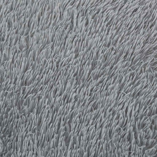 Hoogpolig Vloerkleed Navarra Polyester Zilvergrijs 240 x 240 cm Rond