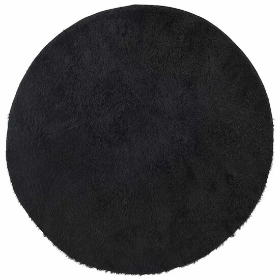 Hoogpolig Vloerkleed Navarra Polyester Zwart 240 x 240 cm Rond