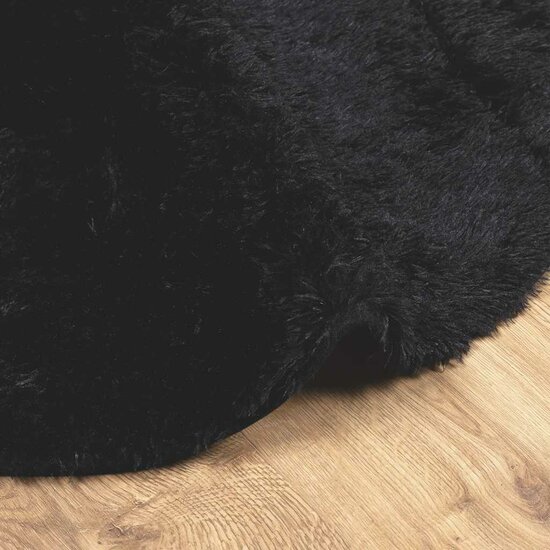 Hoogpolig Vloerkleed Navarra Polyester Zwart 240 x 240 cm Rond