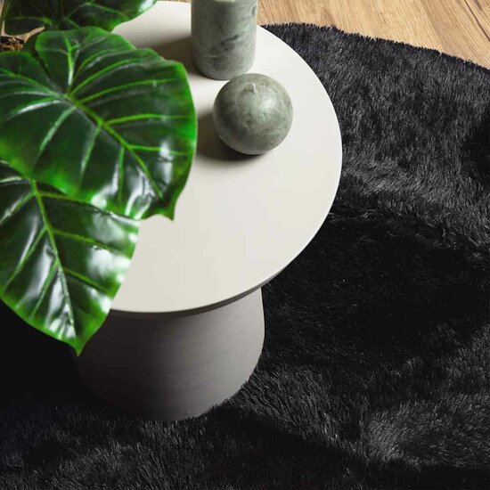 Hoogpolig Vloerkleed Navarra Polyester Zwart 240 x 240 cm Rond