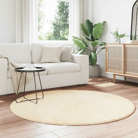 Hoogpolig Vloerkleed Navarra Polyester Kleurig Cr&egrave;me 160 x 160 cm Rond