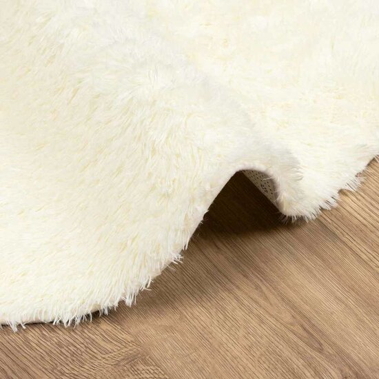 Hoogpolig Vloerkleed Navarra Polyester Kleurig Cr&egrave;me 160 x 160 cm Rond