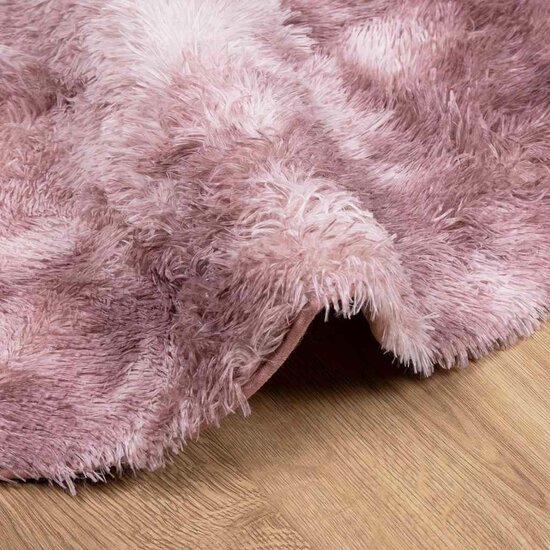 Hoogpolig Vloerkleed Navarra Polyester Stoffig Roze Dusty Pink 160 x 160 cm Rond