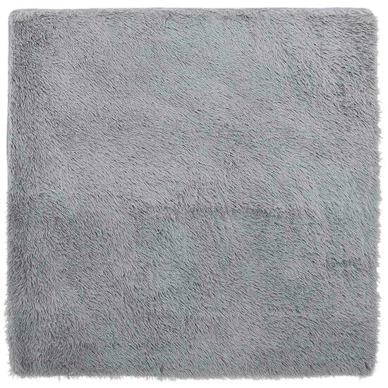Hoogpolig Vloerkleed Navarra Polyester Zilvergrijs 120 x 120 cm Vierkant
