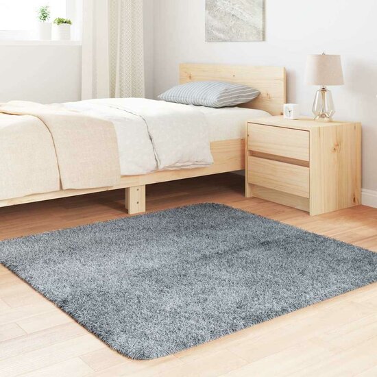 Hoogpolig Vloerkleed Navarra Polyester Zilvergrijs 120 x 120 cm Vierkant