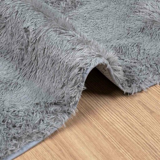 Hoogpolig Vloerkleed Navarra Polyester Zilvergrijs 120 x 120 cm Vierkant