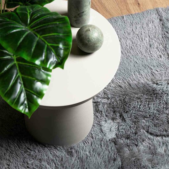 Hoogpolig Vloerkleed Navarra Polyester Zilvergrijs 120 x 120 cm Vierkant