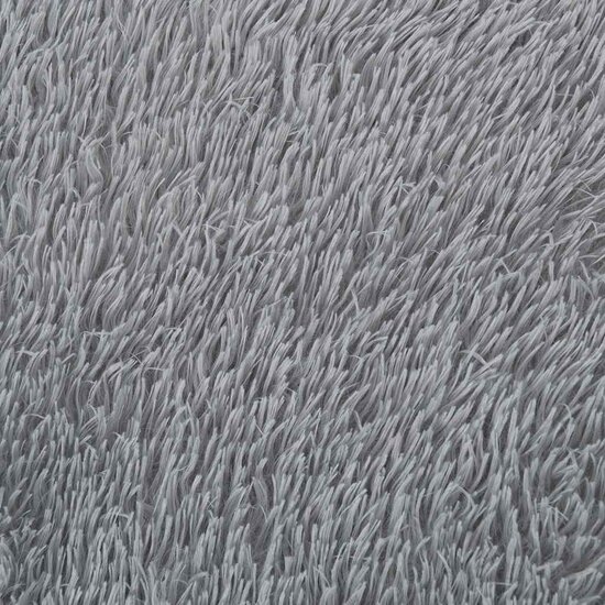Hoogpolig Vloerkleed Navarra Polyester Zilvergrijs 120 x 120 cm Vierkant