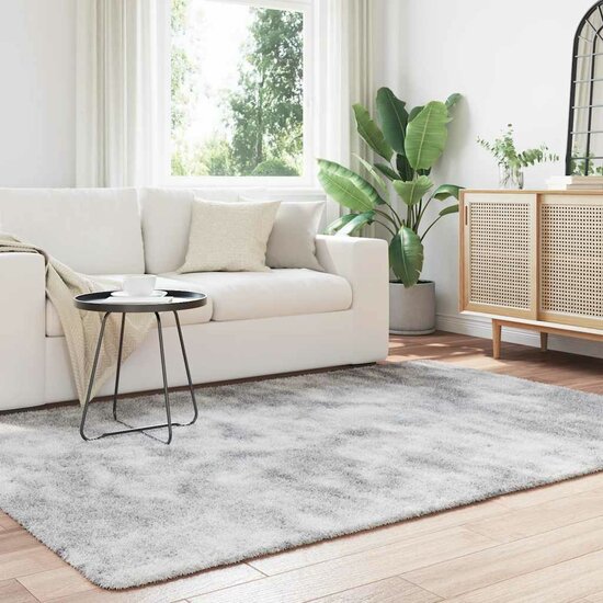 Hoogpolig Vloerkleed Navarra Polyester Lichtgrijs 160 x 230 cm Rechthoekig