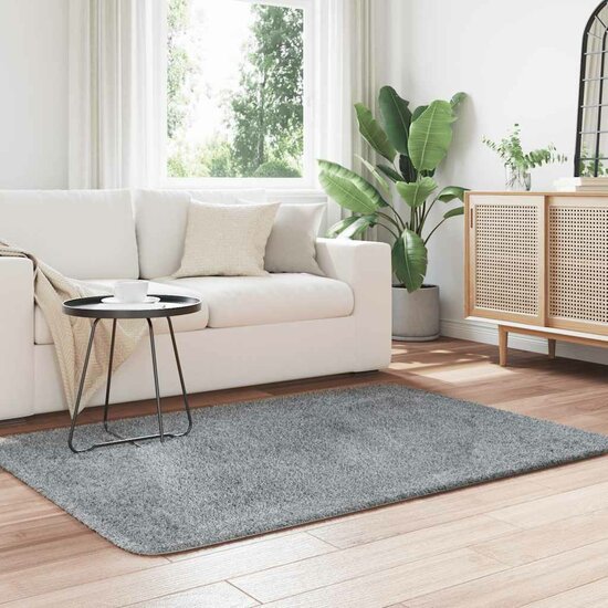 Hoogpolig Vloerkleed Navarra Polyester Zilvergrijs 120 x 170 cm Rechthoekig
