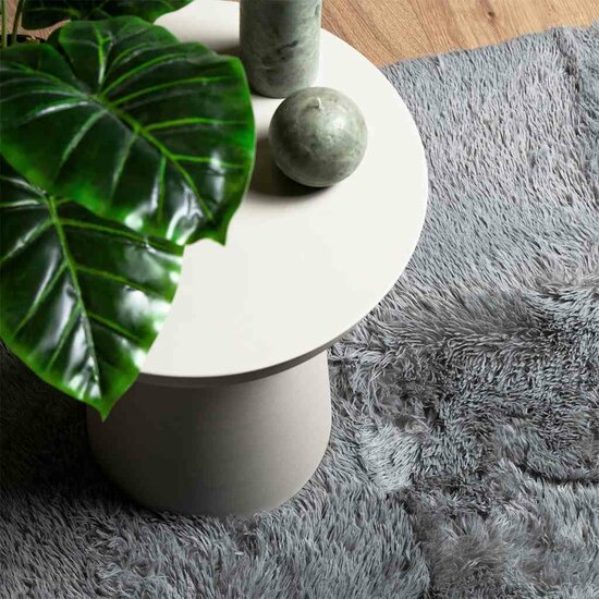 Hoogpolig Vloerkleed Navarra Polyester Zilvergrijs 120 x 170 cm Rechthoekig