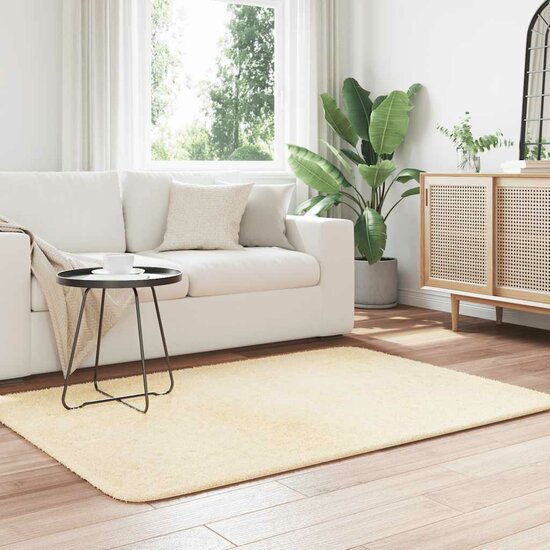 Hoogpolig Vloerkleed Navarra Polyester Kleurig Cr&egrave;me 120 x 170 cm Rechthoekig