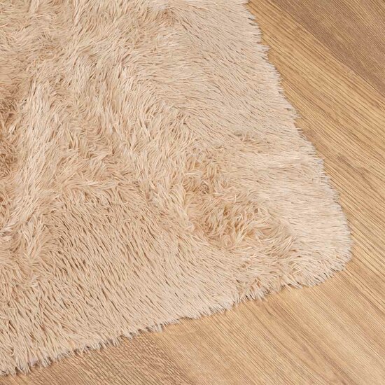 Hoogpolig Vloerkleed Navarra Polyester Beige 120 x 170 cm Rechthoekig