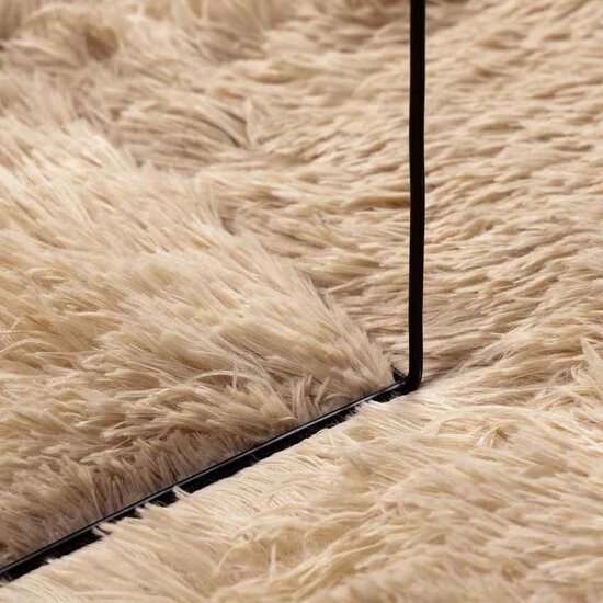 Hoogpolig Vloerkleed Navarra Polyester Beige 120 x 170 cm Rechthoekig