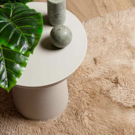 Hoogpolig Vloerkleed Navarra Polyester Beige 120 x 170 cm Rechthoekig