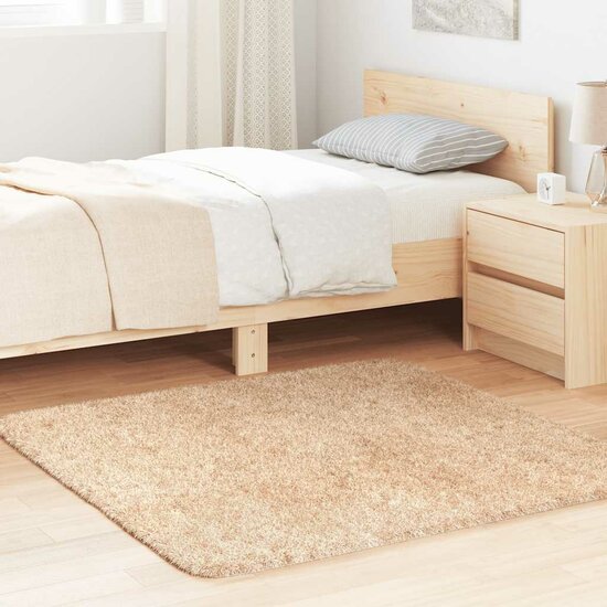 Hoogpolig Vloerkleed Navarra Polyester Beige 120 x 120 cm Vierkant